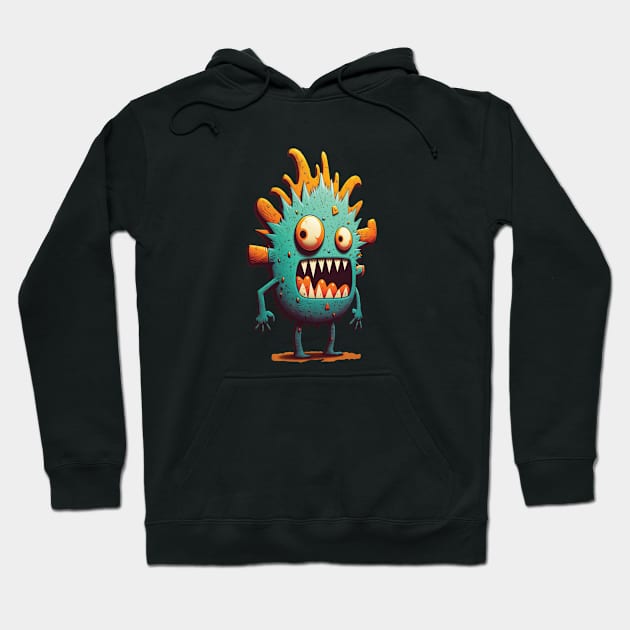 Teal and Orange Cute Monster Hoodie by RailoImage